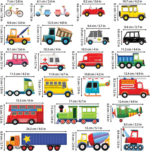 DECOWALL DS4-8004 Transports Kids Wall Stickers - Peel and Stick Removable Decals for Nursery, Bedroom, Living Room