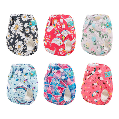6pcs 12 12pounds ALVABABY with Inserts Baby Cloth Diapers Pocket Newborn Diaper for Less Than Baby Snaps Cloth Diapers