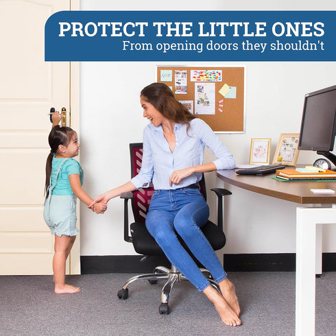 Door Lever Lock (3 Pack), Prevents Toddlers from Opening Doors, Easy One Hand Operation for Adults, Durable ABS (Black)
