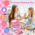 Hollyhi 58 Pcs Kids Makeup Kit for Girls, Real Washable Cosmetic Set with Mirror, Pink Birthday Gifts for Ages 3-12