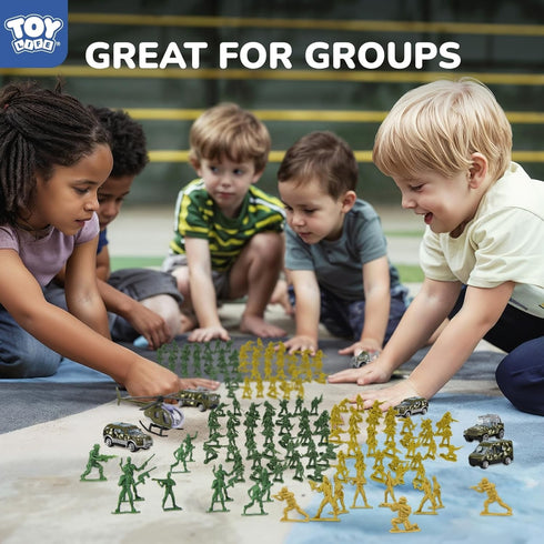 Playset TOY Life Army Men Action Figures Toys Plastic, Toy Soldiers for Boys with Helicopter, Green Military