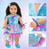 18 Inch Set,Included 2 American Doll Makeup Accessories and Mermaid Clothes Pieces Clothes,Mermaid Messenger