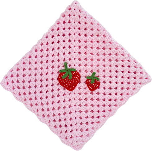 Handmade Baby Blanket with Crochet Strawberry Design Warm, Soft and Playful Gift for Babies, Perfect for Crib