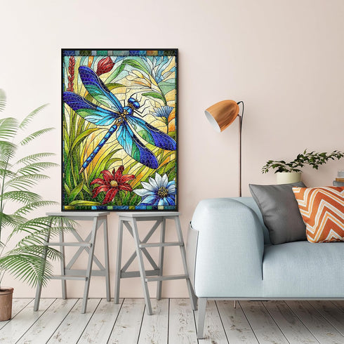1000 1000 27.5x19.7 Sutinban Stained Glass Dragonfly Piece Puzzles, Jigsaw Puzzle Pieces for Adults, Coolest Adult