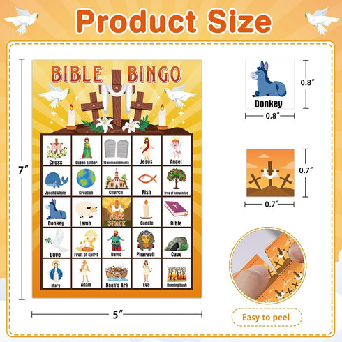 FLYAB Bible Bingo Game - Christian Bingo for Kids & Adults, 26 Players, Family Vacation Activities