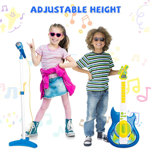 Contixo TG4 Musical Guitar and Microphone Set for Kids, Adjustable Height Microphone, Karaoke Toys