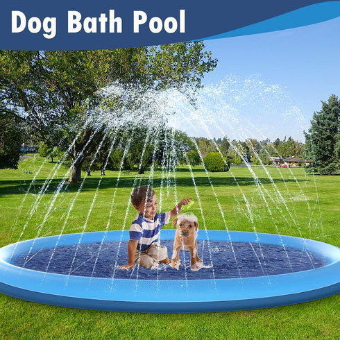 Raxurt Splash Sprinkler Pad for Dogs Kids, 97 Inch Anti-Slip Thickened Dog Pool Durable Upgrade Bath Pool Pet Summer