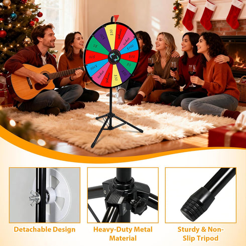 24 Inches 14 Nova Microdermabrasion Color Prize Wheel - Spinning Wheel with Adjustable Folding Tripod Floor Stand - Dry