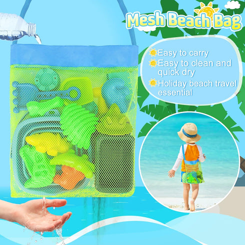 Beach Toys, Dinosaur Sand Toys with Dump Truck, Collapsible Beach Bucket, Shovel, Rake, and Sand Castle Molds