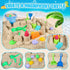 ERHAICAT Summer 3-10 Beach Toys, Dinosaur Sand Toys for Kids Toddlers with Collapsible Bucket, Sand Castle Building