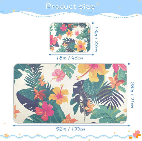 SyXIOP Summer 28" 52" Tropical Plants Cooling Baby Waterproof Crib Mattress Cover x Washable Bed Pads for Baby&Toddler