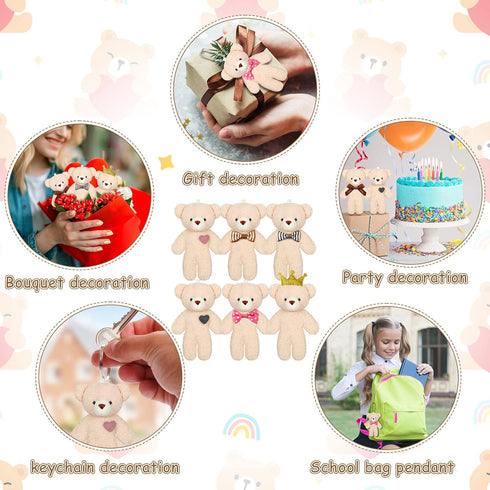 HyDren 40 Pcs Mini Bear Toy, 4.7 Inch Stuffed Tiny Bear, Back to School Gift, Soft Bear Keychain, Mini Stuffed Animal,