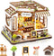 DIY Miniature House Kit, Tiny Pet Shop with Furniture & LED, 3D Dollhouse Building Kit for Adults and Teens