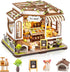 DIY Miniature House Kit, Tiny Pet Shop with Furniture & LED, 3D Dollhouse Building Kit for Adults and Teens