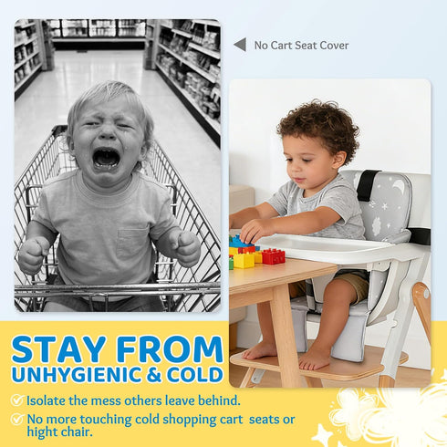 Portable Baby Shopping Cart Seat, High Chair Cover for Outdoor Hygiene and Safety, One-Hand Installation Cart Seat
