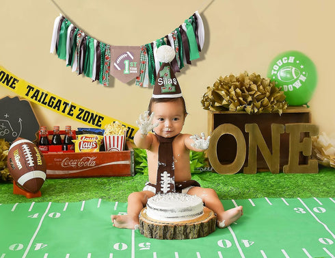 UOAOU 1st 1st/First Football High Chair Banner - Football Birthday Party Decorations,First Year Down Themed First