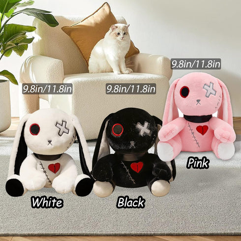 Creepy Goth Bunny Plush Toy - Spooky Stuffed Animal for Easter