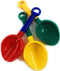 Matty's Toy Stop 10.5" Kids Multi-Color Sand Scoop Plastic Shovels for Beach (3 Pack: Red/Blue, Yellow/Green,