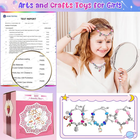 Charm Bracelet Making Kit,Toys for Girls Art Supplies Beads for Bracelets,Girls Toys Age 6-8 Years Old Friendship Bracelet Kit with Rings,Kids Toys for 6 7 8 9 Year Old Girls by FOVRPUIB