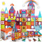 Magnetic Tiles Building Blocks with 4 Cars Magnet Train Set - STEM Toy for Kids, Educational Creativity