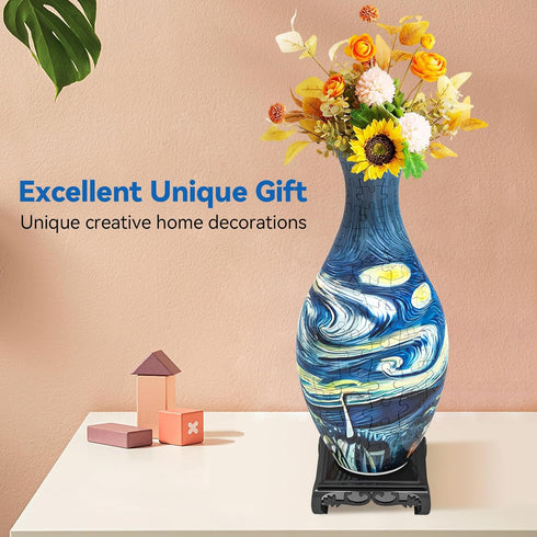 YunSheCSBS 3D 160 Puzzles Vase for Adults, Crafts for Adults, Pieces Plastic DIY Unique Flower Vase with LED Light