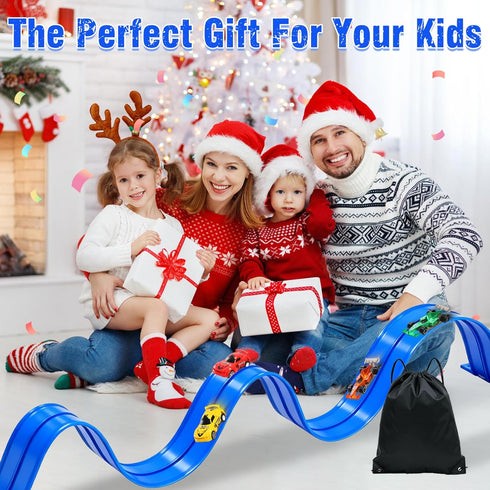 Yunzuiyue 20 4 Set,Kids Ft Flexible Race Track Toys, Flex Race Car Ramp Track with Race Cars & Suction Cups Rolls Up