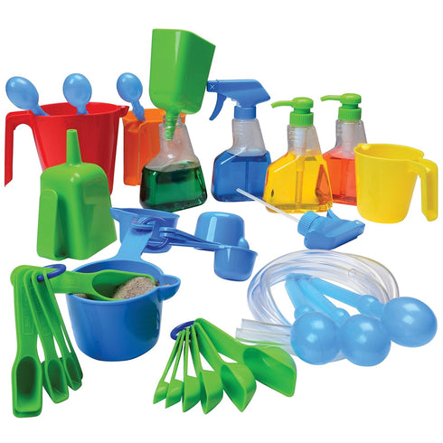 Constructive Playthings Measure and Pour Water Play Kit - 34-Piece Educational Toy for Kids 3 Years and Older