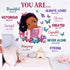 Yovkky Black Girl Religious Butterfly Wall Decal Sticker, Positive Saying You are Beautiful Nursery Decor,