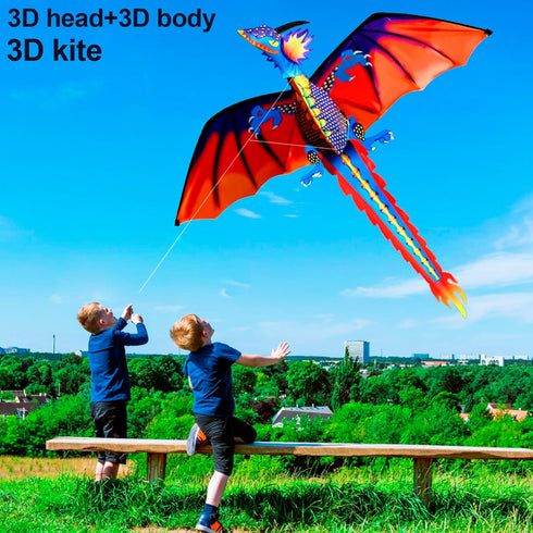 HENGDA KITE Upgrade Classical Dragon Kite, 55"x62" Stereoscopic Easy to Fly for Kids & Adults