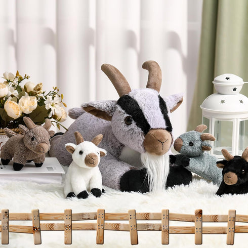 5 Set 18 Inch Mommy 4 Tummy HyDren Pcs Stuffed Goat Plush Toy Goat Stuffed Animal with Babies Plushies in Her Soft Farm