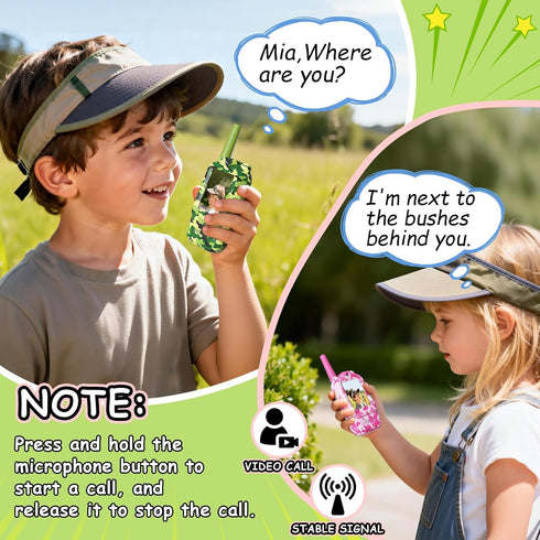 NestChroix 2 Pack, 2 4 1000mAh 3-12 Kids Video Walkie Talkies Way Radio Long Range with Screen & Voice Effects