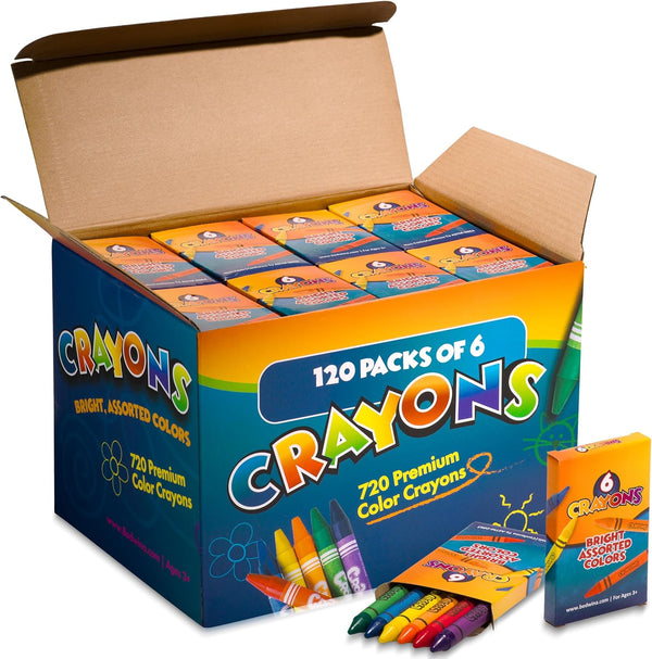 Bedwina Bulk Crayons - Case of 120, 6-Packs Total 720 Crayons Bulk