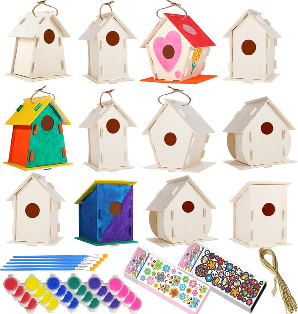 ILHSTY 12 Pack Large DIY Bird Houses Kits for Kids, Kids Craft Kits