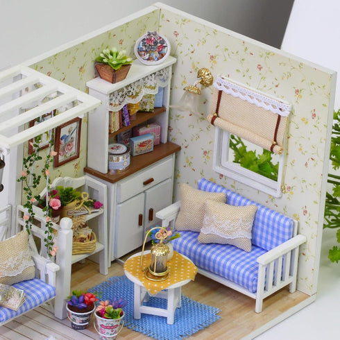 Ogrmar DIY Wooden Dollhouse Kit with LED Light & Cover