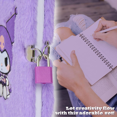 Hello Kitty A5 Set, Set Lockable Diary and Pen Stationery - Gifts for Her (Purple)