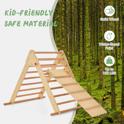 Set 3 1 OLAKIDS Pikler Triangle in Climbing Toys for Toddlers Foldable Wood Montessori Baby Jungle Gym with Ramp Ladder