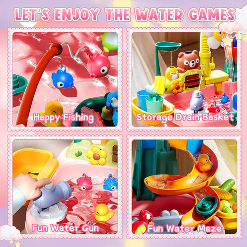 OLHKYN 2026 3+ Upgraded Toddler Sand Water Table Toy with Electric Water Pump, Kids Sand Water with Faucet/Play Food