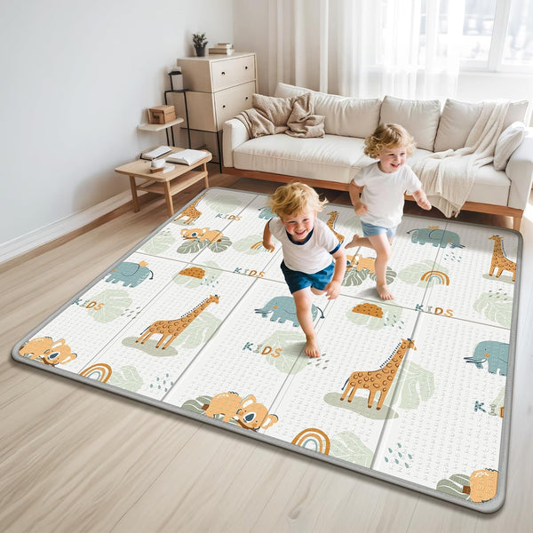 Foldable Baby Play Mat for Floor, PIGLOG 79x71 Extra Large Crawiling Play