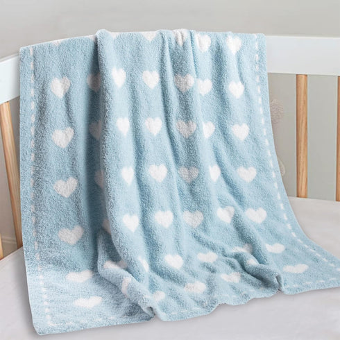 Kid Nation Super Soft Baby Blanket, Heart Design in Blue, 30 x 40 inch