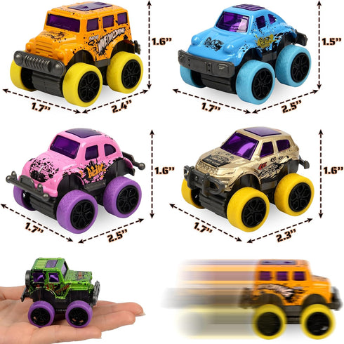 3-6 Set 8 Monster Truck Christmas Stocking Stuffers for Boys Age Pull Back Monster Trucks for Party Favors