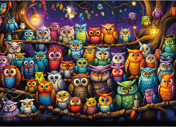 Owl Family Puzzles for Adults 1000 Pieces, Letters on Back, Impossible Hard