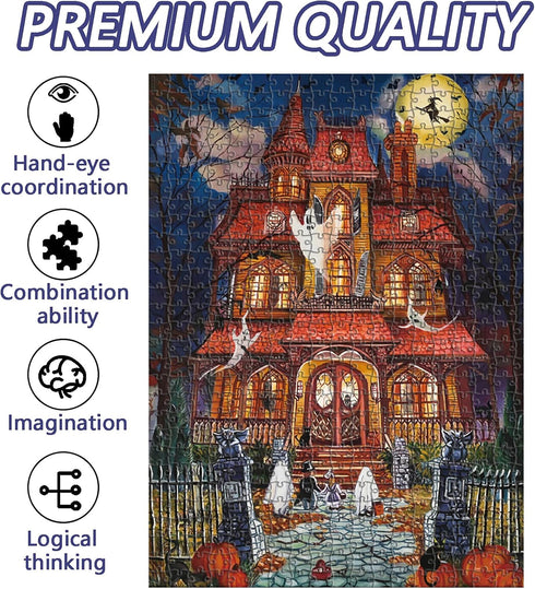 Halloween Fright Night 500 Pieces Jigsaw Puzzle for Adults - Halloween Decoration for Family Party