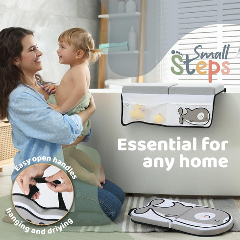 Small Steps Elbow Set Bath Kneeler and Rest Pad Ergonomic Baby Bath Kneeling Pad with Memory Foam and Non-Slip Design