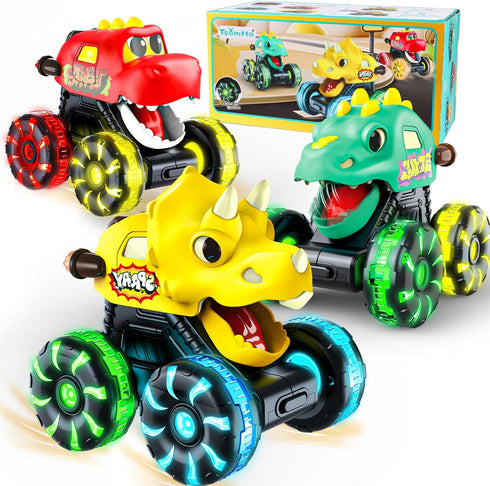 Monster Truck Toys Dinosaur Cars for Toddlers 1-3, Press and Go Cars