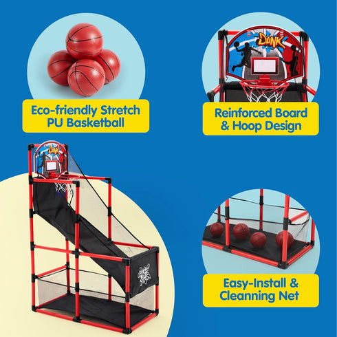 Set, 3 12 Set 4 JOYIN Red Arcade Basketball Game Indoor Basketball Hoop for Kids to Years Old, Easy Up Sports Toy