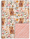 Highland Cow Baby Blanket, Boho Floral Farmhouse Minky Blanket, Double Layer Dotted Backing, 30"x40" for Nursery