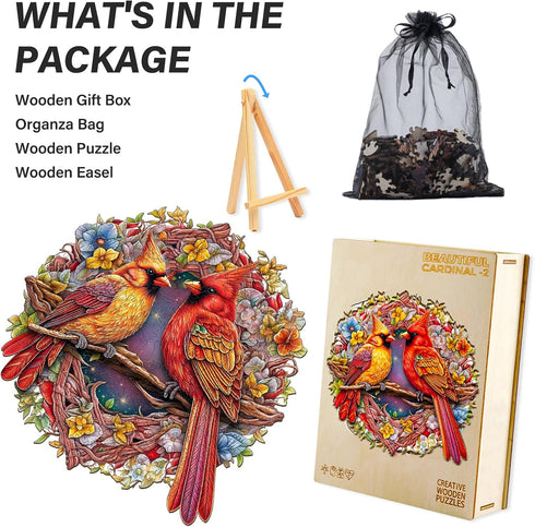 (M-11.9 11.8in 200pcs) Wooden Puzzles for Adults, Wooden Cardinal Puzzle, Wooden Jigsaw Puzzles for Adults, Birthday