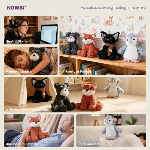 1 lb Cozy KOWSI Microwavable Heating Pad Black Cat Plush - Weighted Stuffed Animal Toy with Tourmaline Beads & Lavender