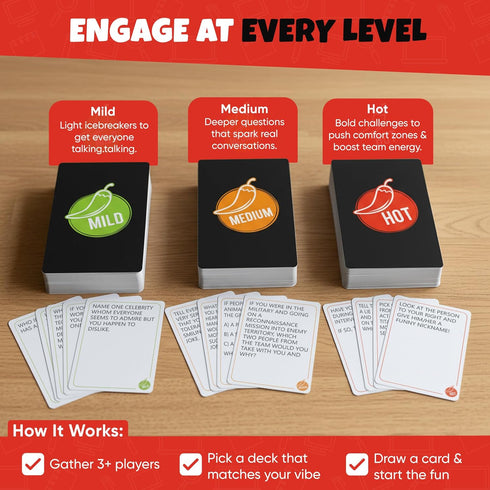 150 3-in-1 Team Building Card Game with Icebreakers and Funny Questions | Funny Office Game and Conversation Starter |