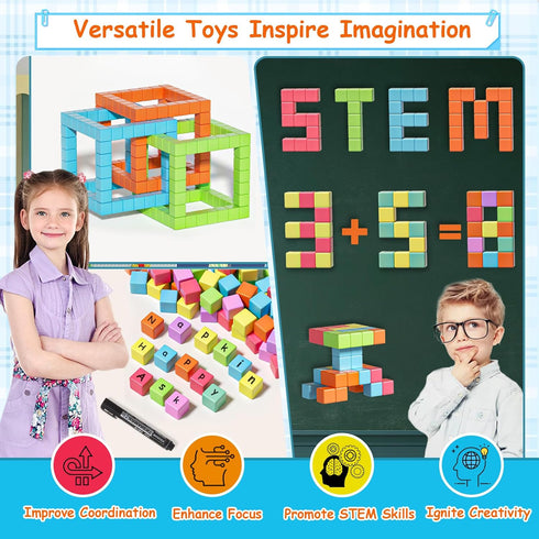 3-5, 4-8 Apluses Magnetic Blocks, Magnet Building Cubes for Toddlers Ages STEM Educational Sensory Autism Montessori